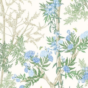 Wild Blue Flowers Forest (Beige)