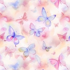 Blush & Purple Watercolor Butterflies 