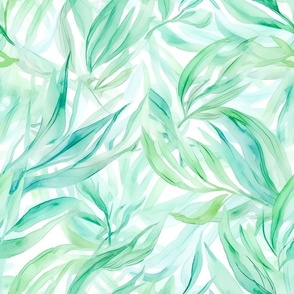 Green Watercolor Foliage - Large Scale Hand-drawn Design