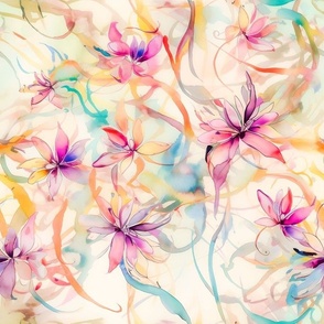 Elegant Flowers Watercolor - Colorful Hand-drawn Florals