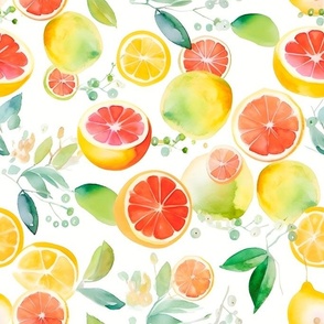 Oranges and Lemons Watercolor - Citrus Fruits