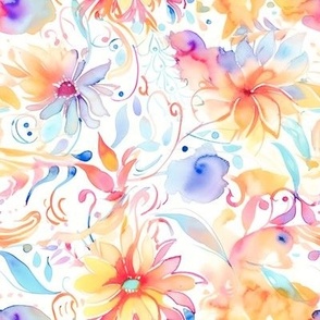 Floral Watercolor Doodles Pastel