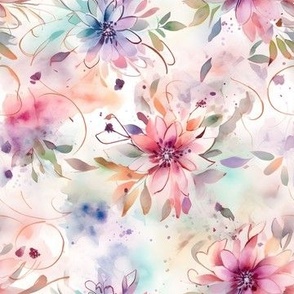 Blush Watercolor Floral Drawing