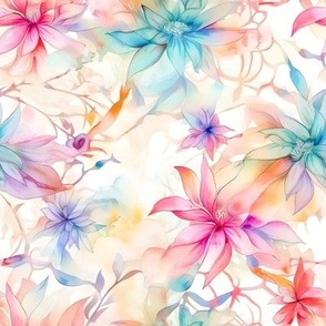 Blue & Pink Tropical Floral Watercolor Design