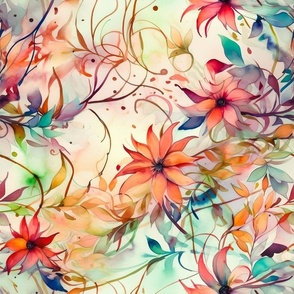 Flowers & Vines - Large Scale Watercolor Print