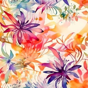 Tropical Floral Print - Vibrant Watercolors