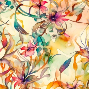 Flowers Large Scale Tropical - Oversized Watercolor Florals