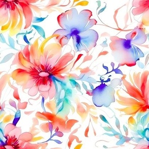 Florals in Colorful Watercolor - Vivid Vibrant Painting