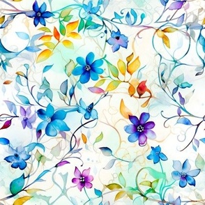Cottagecore Vibrant Watercolor Flowers