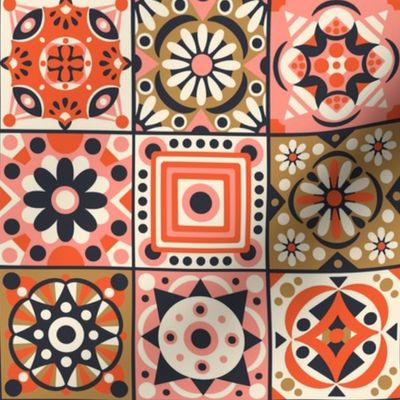 Portuguese Tiles / Red and Pink Version / Small Scale