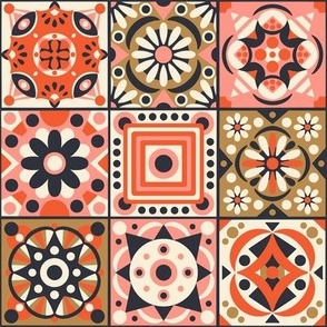 Portuguese Tiles / Red and Pink Version / Small Scale