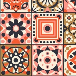 Portuguese Tiles / Red and Pink Version / Medium Scale