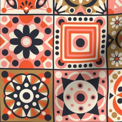 Portuguese Tiles / Red and Pink Version / Large Scale