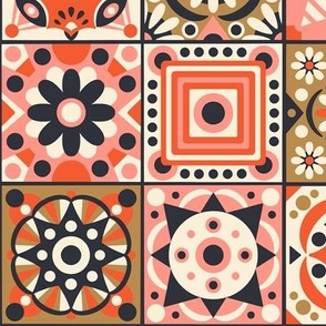 Portuguese Tiles / Red and Pink Version / Large Scale