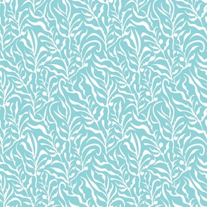 Abstract Flowing Leaves Botanical - Pool Blue