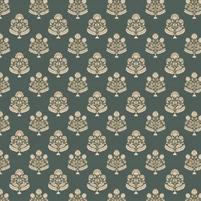 indian floral-block-grey green-with texture-small scale
