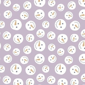 Little snowmen smileys - winter cuteness on lilac blush