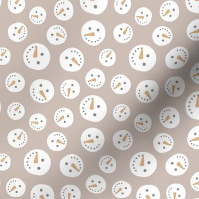 Little snowmen smileys - winter cuteness on tan