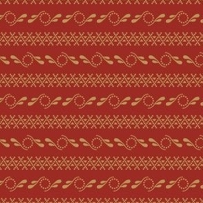 Stripe circle and scrolls red 2078-16