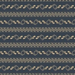 Stripe circle and scrolls triangles Slate Blue 2078-53