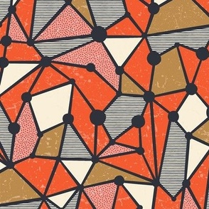Abstract Geometric Modern Pattern / Red and Pink Version / Medium Scale