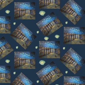 Van Gogh Starry Night Over the Rhone Multiples on Midnight Blue