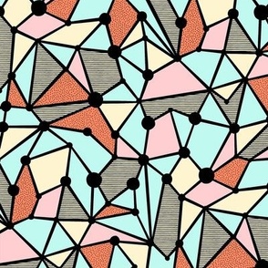 Abstract Geometric Modern Pattern / Red and Light Blue Version / Small Scale