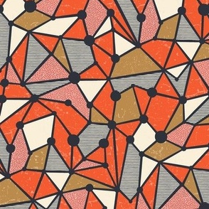 Abstract Geometric Modern Pattern / Red and Pink Version / Small Scale