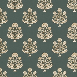 indian floral-block-grey green-with texture-medium scale