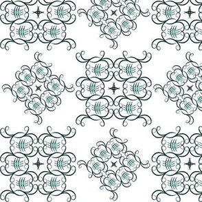 CROSSHATCH DAMASK SMALL - COLLINWOOD KITCHEN COLLECTION (BLACK AND AQUA)