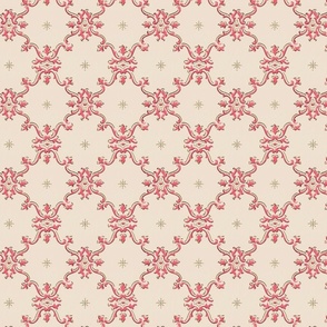 florid lattice in pink, ceiling paper