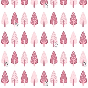 Pink Trees with Cute Cows