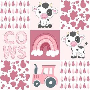 Pink Cows Farm Cute Patchwork