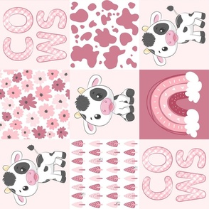Pink Cows Farm Cute Patchwork Rotated