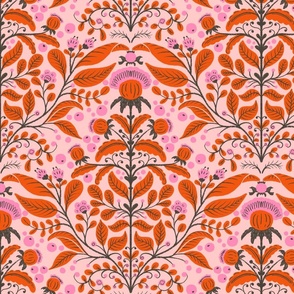 Victorian Thistle Garden | Pink and Red | Medium Scale