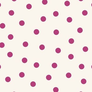 Raspberry Pink Polka Dots on Cream