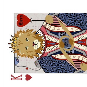 king and queen of hearts tea towel blue and red version