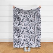 (M) animal print - dark blue striped tiger-zebra over light pink background