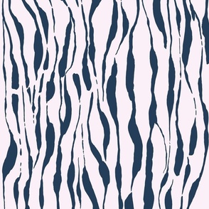 (M) animal print - dark blue striped tiger-zebra over light pink background