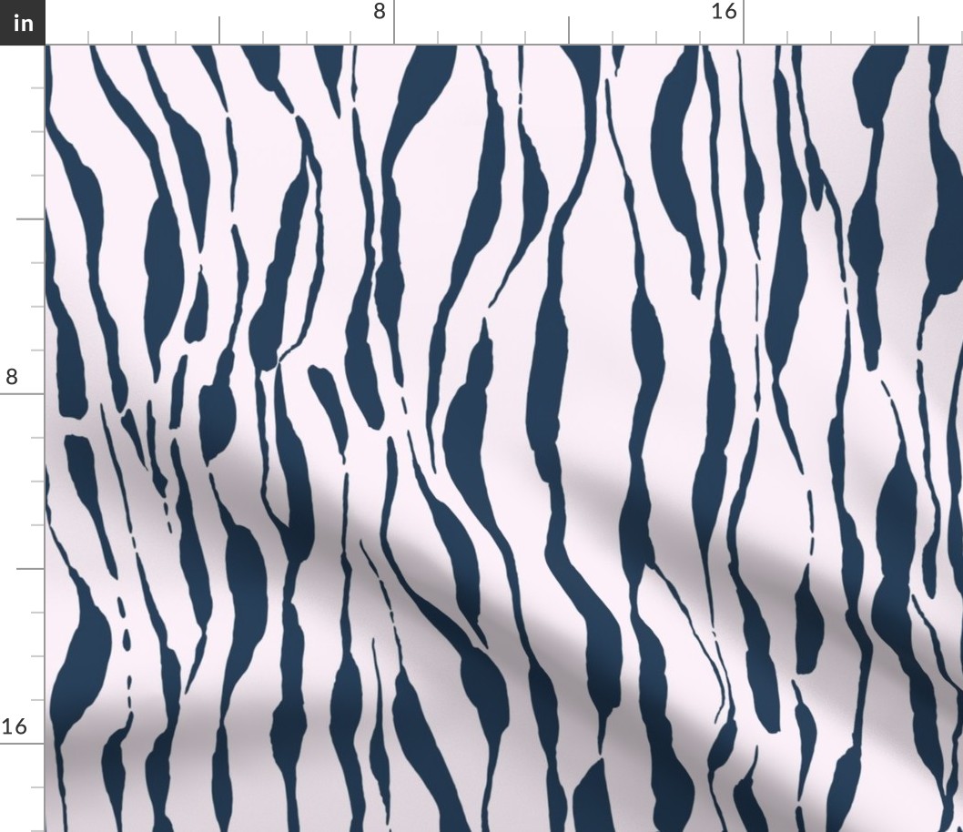 (M) animal print - dark blue striped tiger-zebra over light pink background