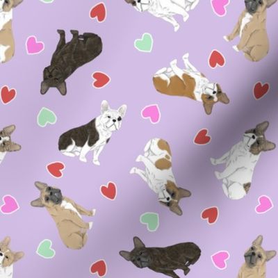 Tiny assorted French Bulldogs - Valentine hearts