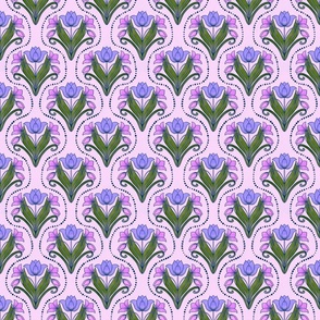 art nouveau watercolor tulips (8") - pink, purple, green  (ST2023AN)