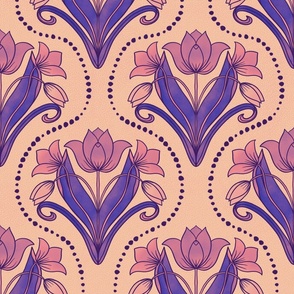 art nouveau watercolor tulips (24") - pink, purple, peach (ST2023AN)