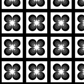 Groovy Midcentury Modern Bohemian Psychedelic Monochromatic Black and White Pattern