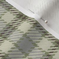 Nine Patch Plaid in Sage Green Cream Brown and Gray