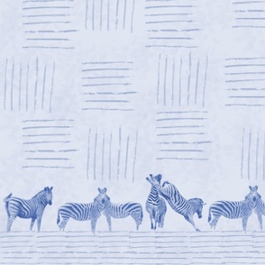 Zebra Border print Crosshatch Blue