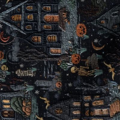 Haunted House Halloween Embroidery Rotated - Large Scale