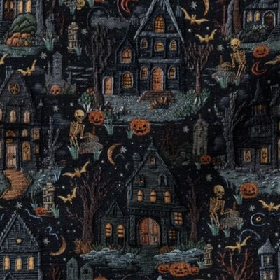 Haunted House Halloween Embroidery- Medium Scale
