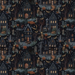 Haunted House Halloween Embroidery- Large Scale