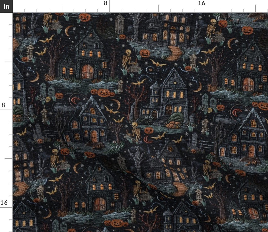 Haunted House Halloween Embroidery- Large Scale